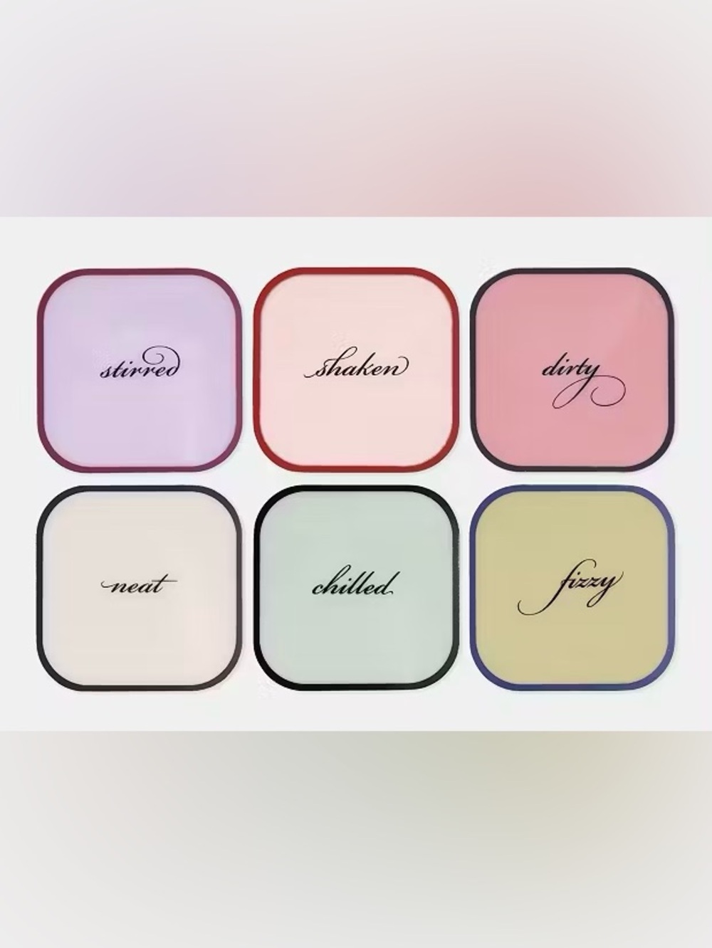 kate spade New York Acrylic Coaster Set -  set of 6 pastel drink quotes